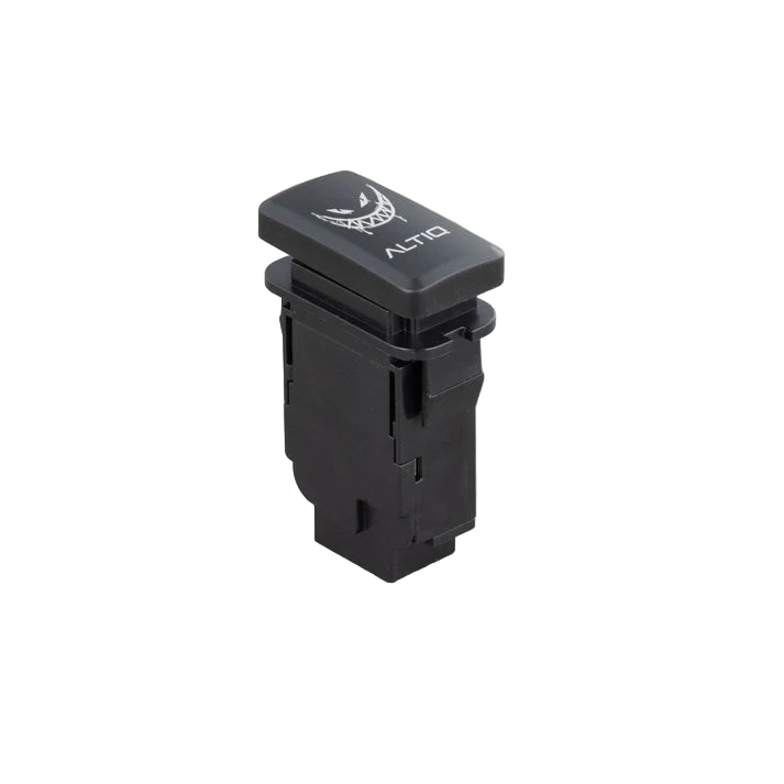 Black Toyota-fit switch standing upright, the face carrying a light bar icon above the ALTIQ name, with the plug body below