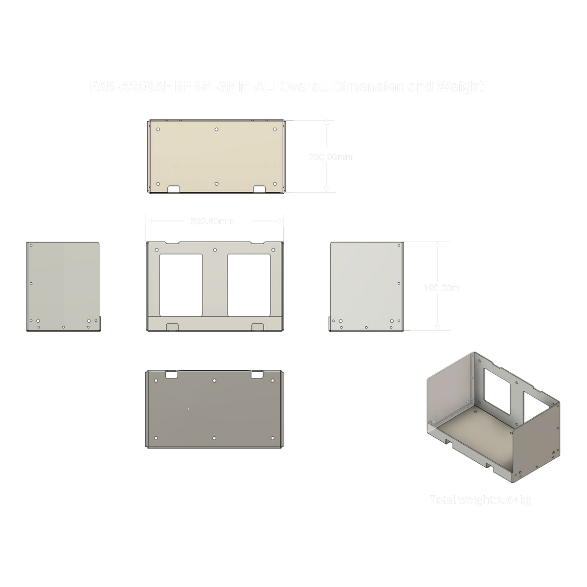 Amptron FAB-A200AHBEBM-3MM-ALI overall dimensions and weight