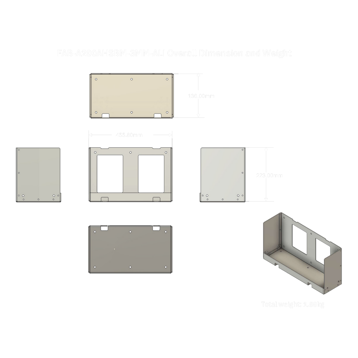 Amptron FAB-A200AHSBM-3MM-ALI overall dimensions and weight
