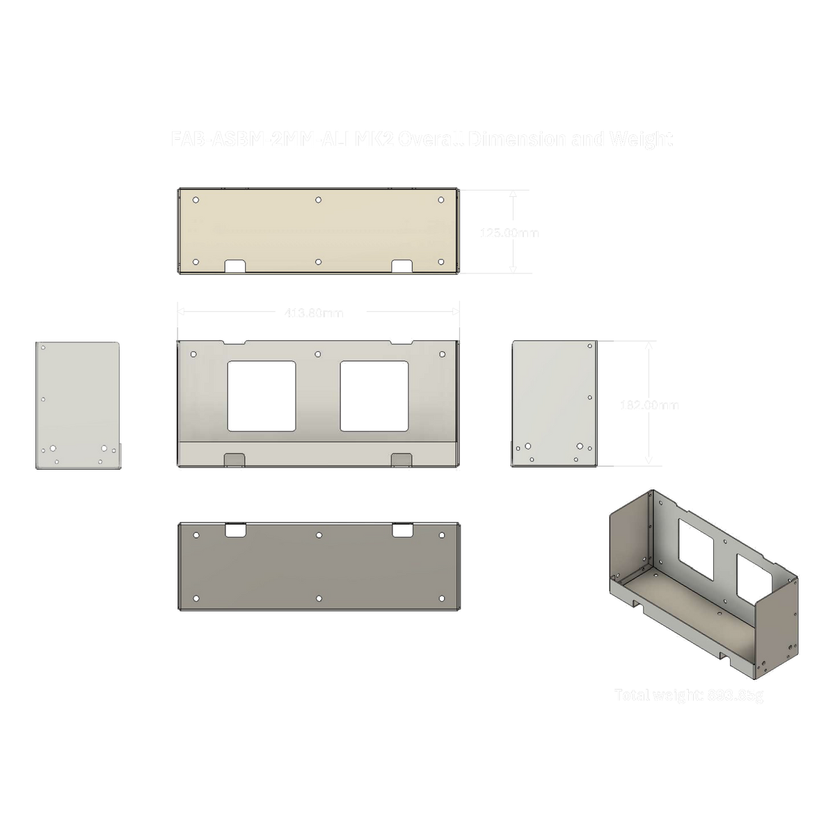 Amptron FAB-ASBM-2MM-ALI MK2 overall dimensions and weight