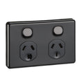 GPO Standard 2G Horiz 10A 250V 2 Pole Black (Twin Gpo)