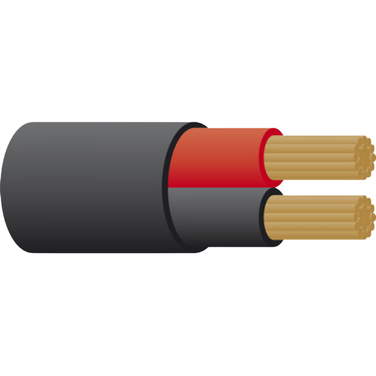 Tycab Series of B&S Twin Core Cable Black Sheath (black & red inside)