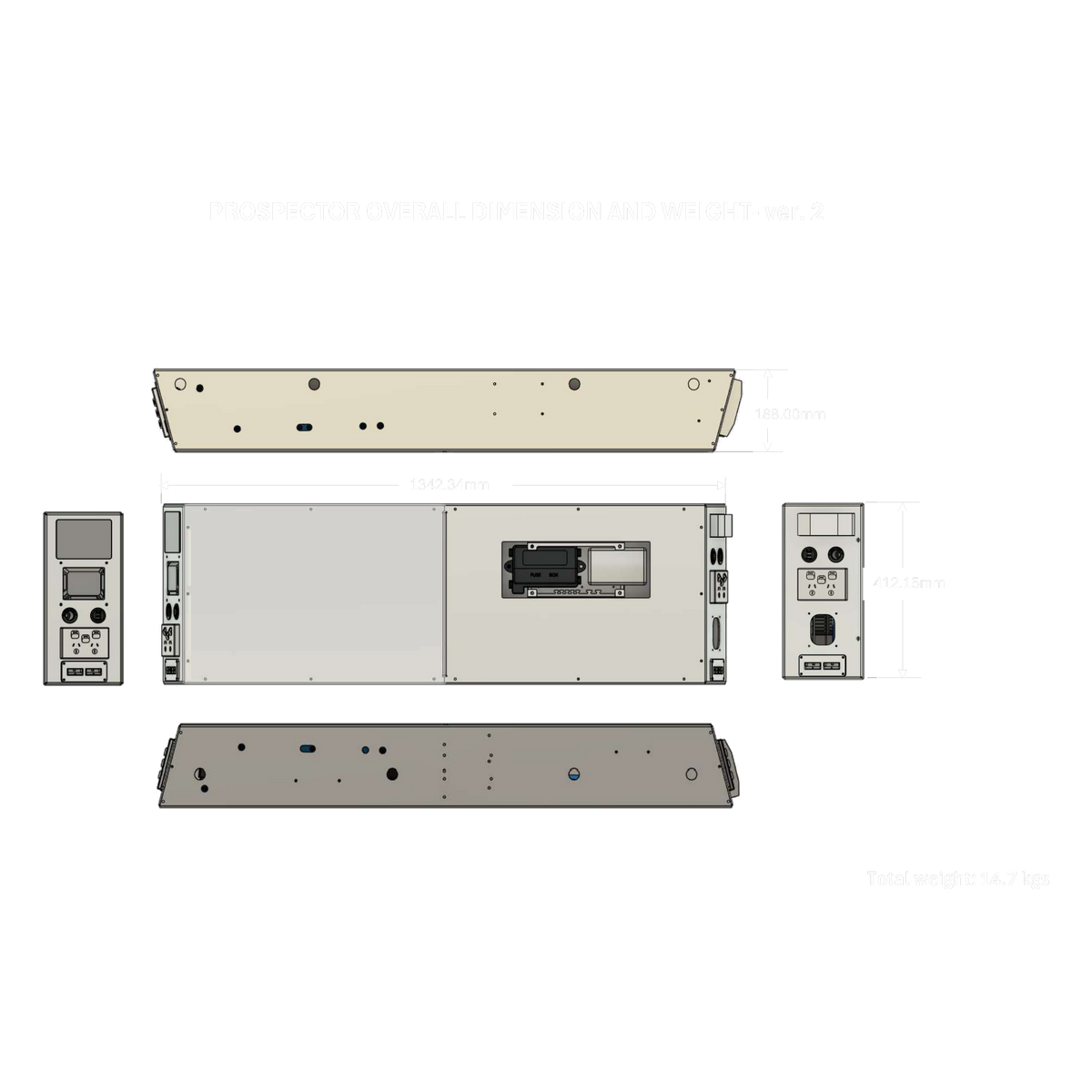 The Prospector ver.2 (Large - Touch 50) overall dimensions and weight