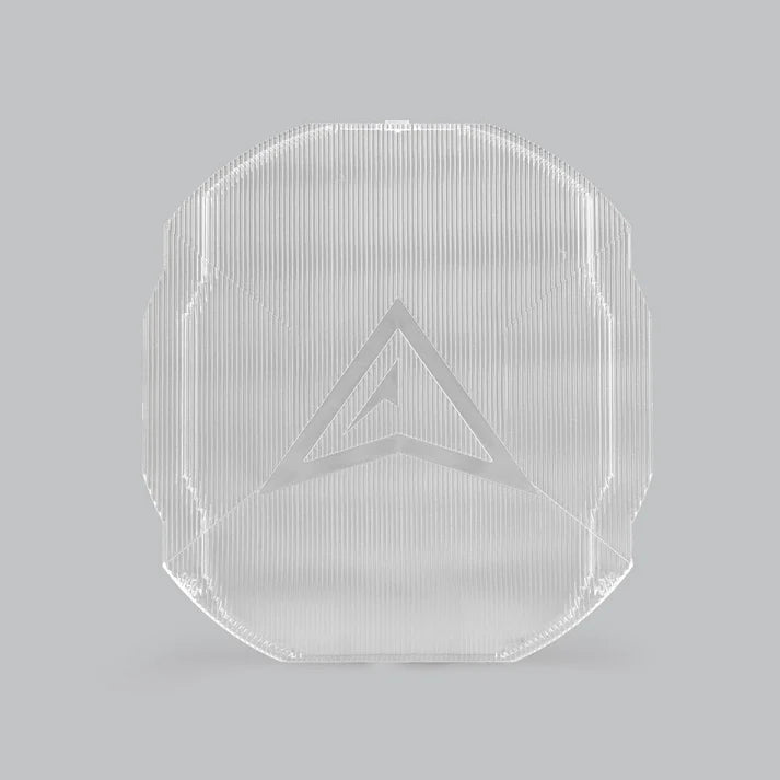 Clear panoramic cover square on, the vertical ribbing running the full height with the ALTIQ arrow raised in the middle