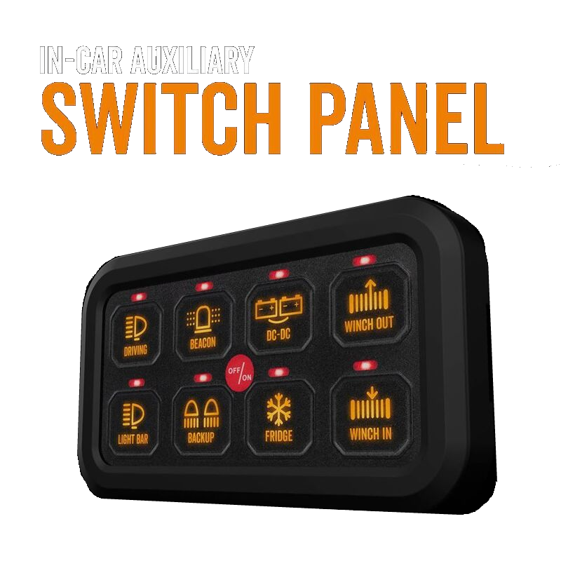8-Way solid-state switch panel — programmable RGB backlit dash-mount controller (RSP8300)