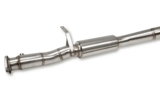 Metallic exhaust pipe on a white background