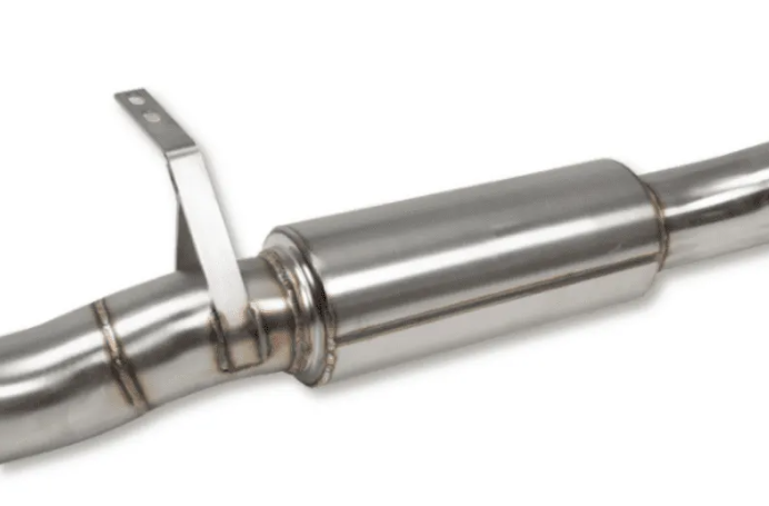 Metallic exhaust pipe on a white background