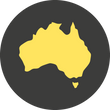 Grey circle icon with a yellow map of Australia