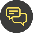 Yellow speech bubble icon on a black background