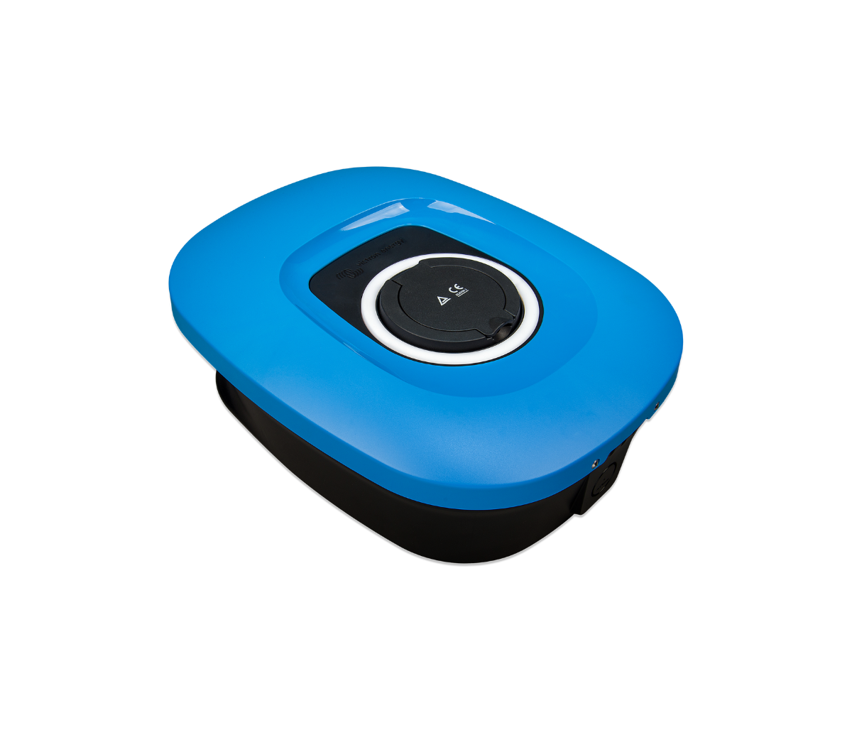 Blue and black electronic device on a white background