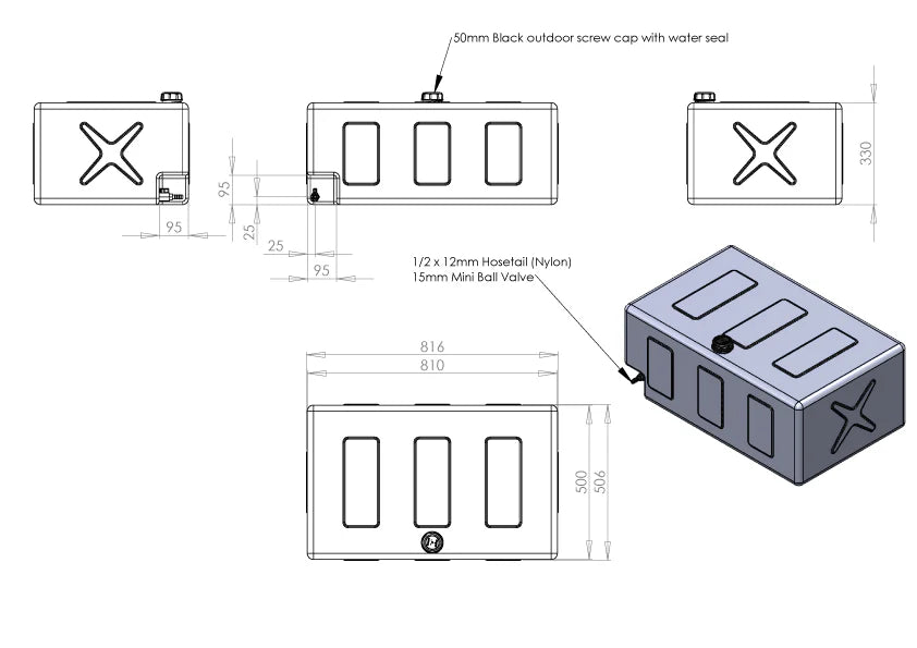 BOAB 120L Poly Rectangle Water Tank
