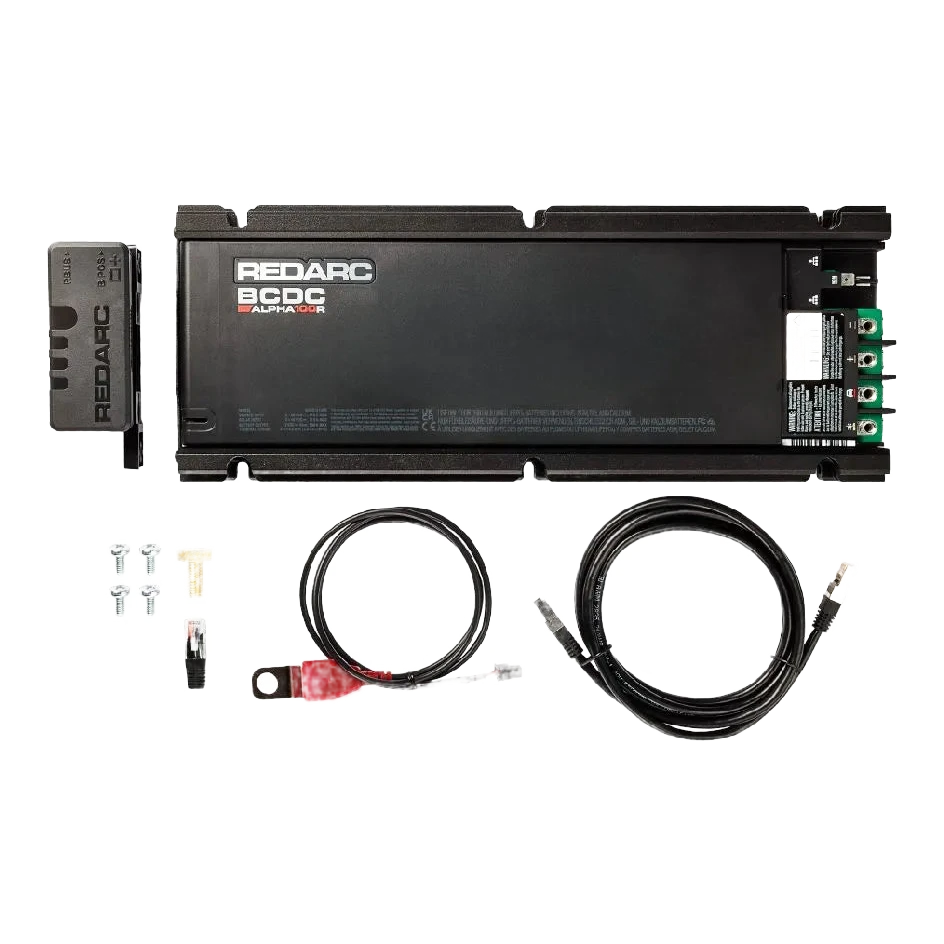 Redarc battery and cables on a white background