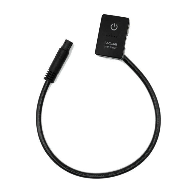 The MODE touch switch shown with its full lead, a black sealed connector at the free end and the switch body with its power symbol and indicator dots at the other