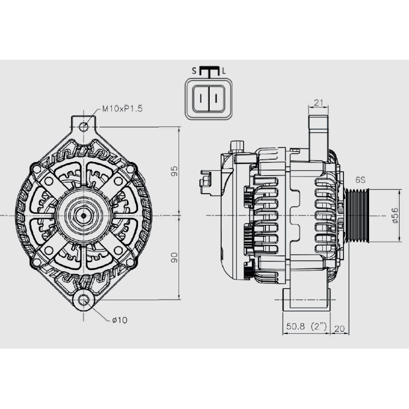 Black Series Upgraded Alternator 12V 240A, CHEV, GM APPS, 2 INCH STD MOUNT