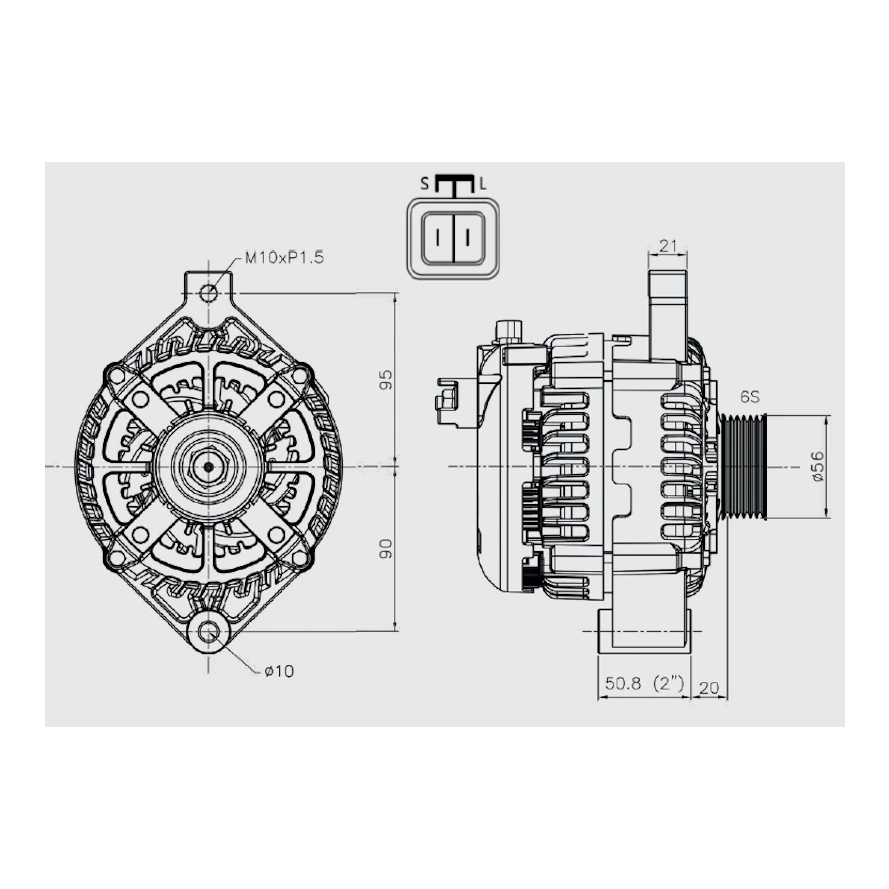 Black Series Upgraded Alternator 12V 240A, CHEV, GM APPS, 2 INCH STD MOUNT – view 4