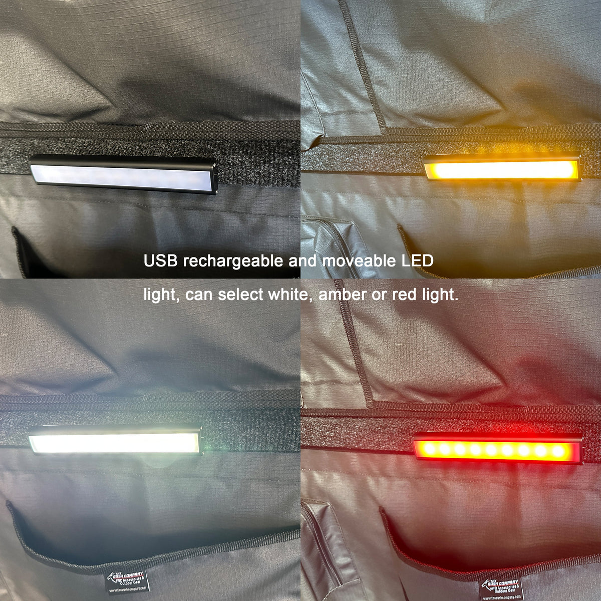 Bush Company AX27 rechargeable LED light in white, amber and red modes
