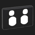 Clipsal C2000 Series Twin GPO Cover Plate Horizontal Black (Cover Only)