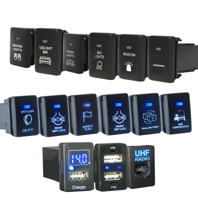Small Toyota Blue LED ON-OFF Switches
