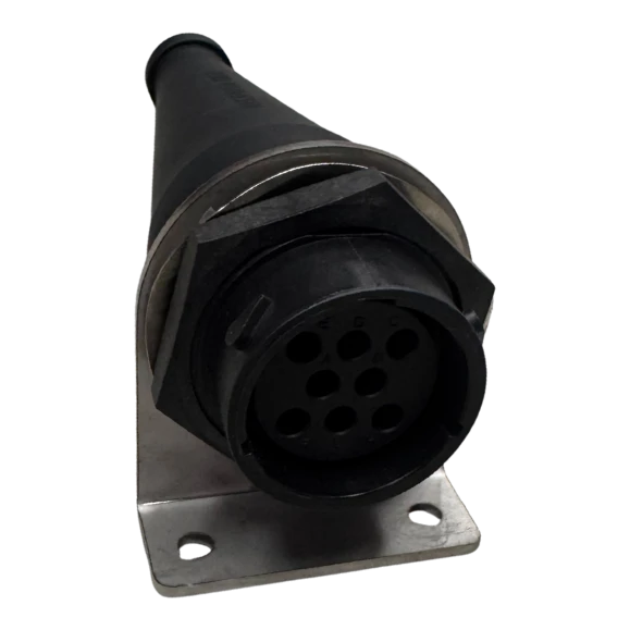 FAB-DPH18 Deutsch 8-pin connector bracket, right-angle L-profile in raw stainless steel