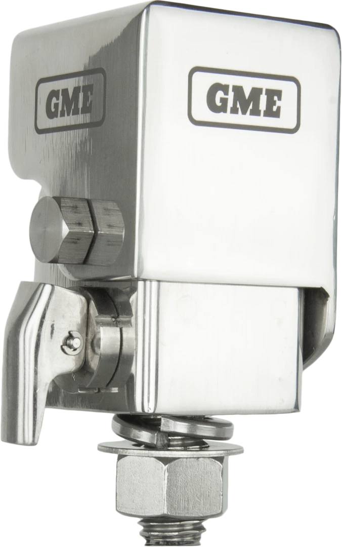 GME Fold Down Antenna Mounting Bracket (Stainless Steel) – three-quarter view