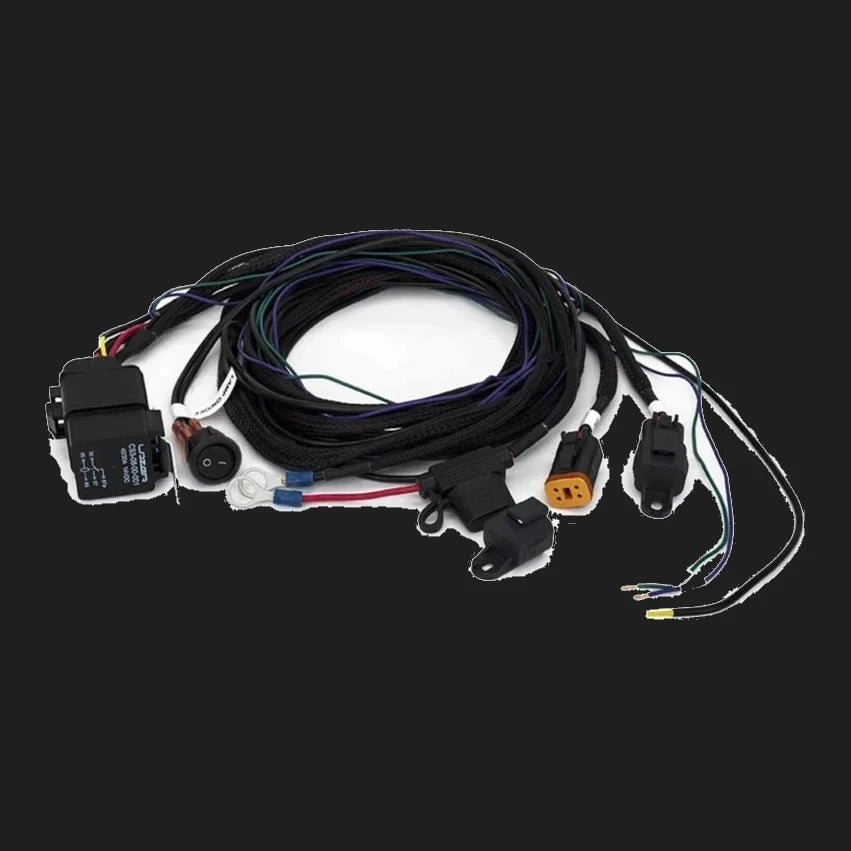 Wiring harness with connectors on a white background