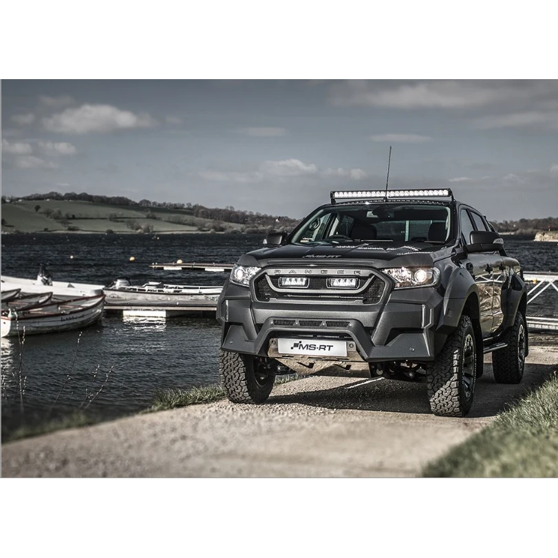 Lazer Lamps Roof Mount Kit – Ford Ranger (2016+ No Roof Rails) modifications parked by a lakeside
