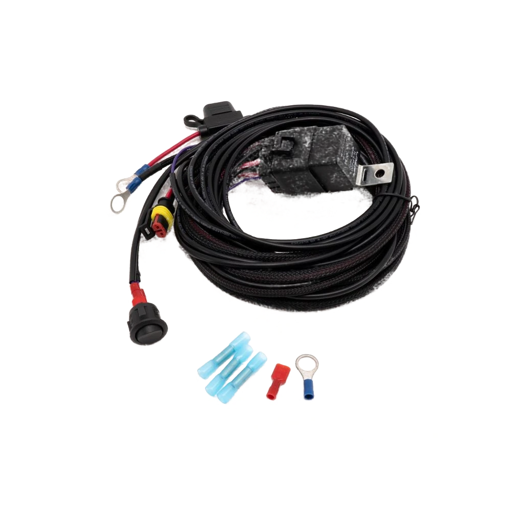 Car wiring harness kit with connectors on a white background