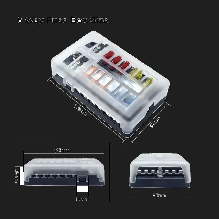 Fuse Block 12 Way Fuse Negative Bus Bar & Red LED & Fuses – view 4