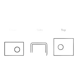 Three-view line drawing of a battery terminal, front, side and top, showing a round post in a rectangular body, labelled Terminal Type – N