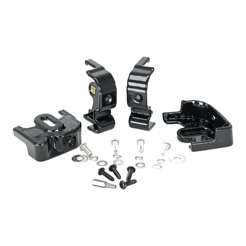 Set of black mechanical components with screws on a white background, labeled for Toyota Land Cruiser 200 Series.