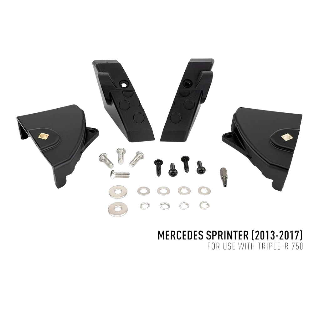 Lazer Lamps Mercedes Sprinter (2013-2017) Grille Kit – black mechanical components and hardware for Mercedes Sprinter vehicles on a white background