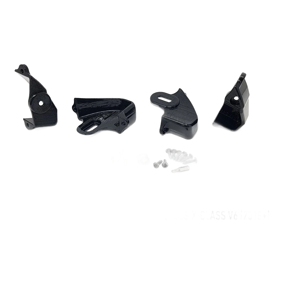 Lazer Lamps Mercedes X-Class (2017+) Grille Kit – black mechanical parts and hardware on a white background with Mercedes X-Class V6 text.