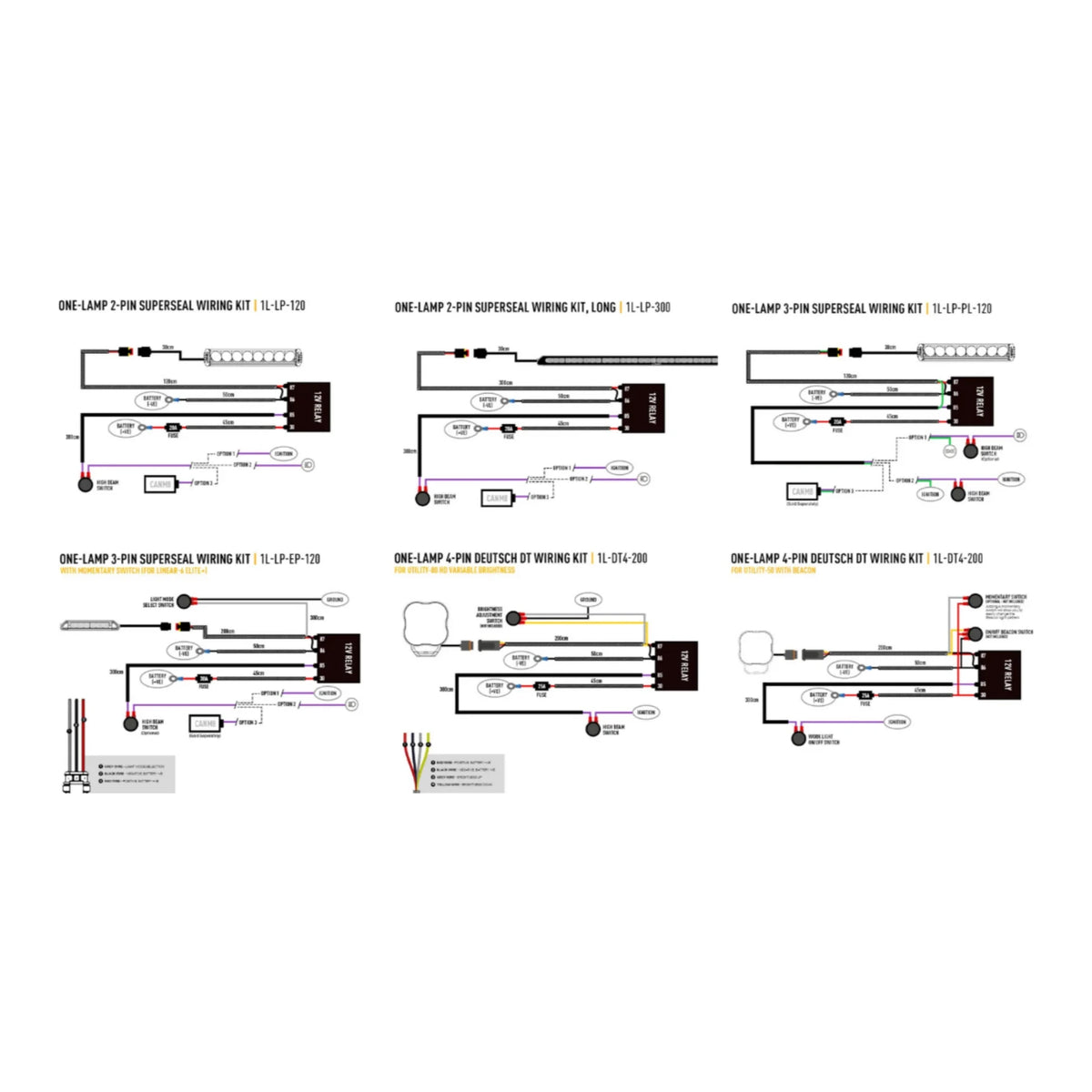 Wiring diagrams for automotive applications on a white background