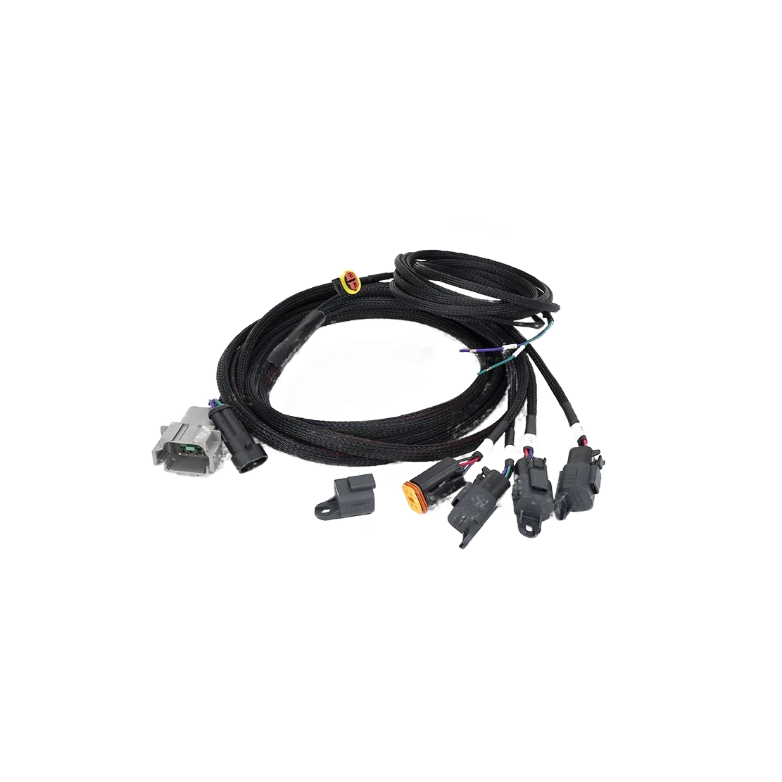 Car wiring harness kit with connectors on a white background