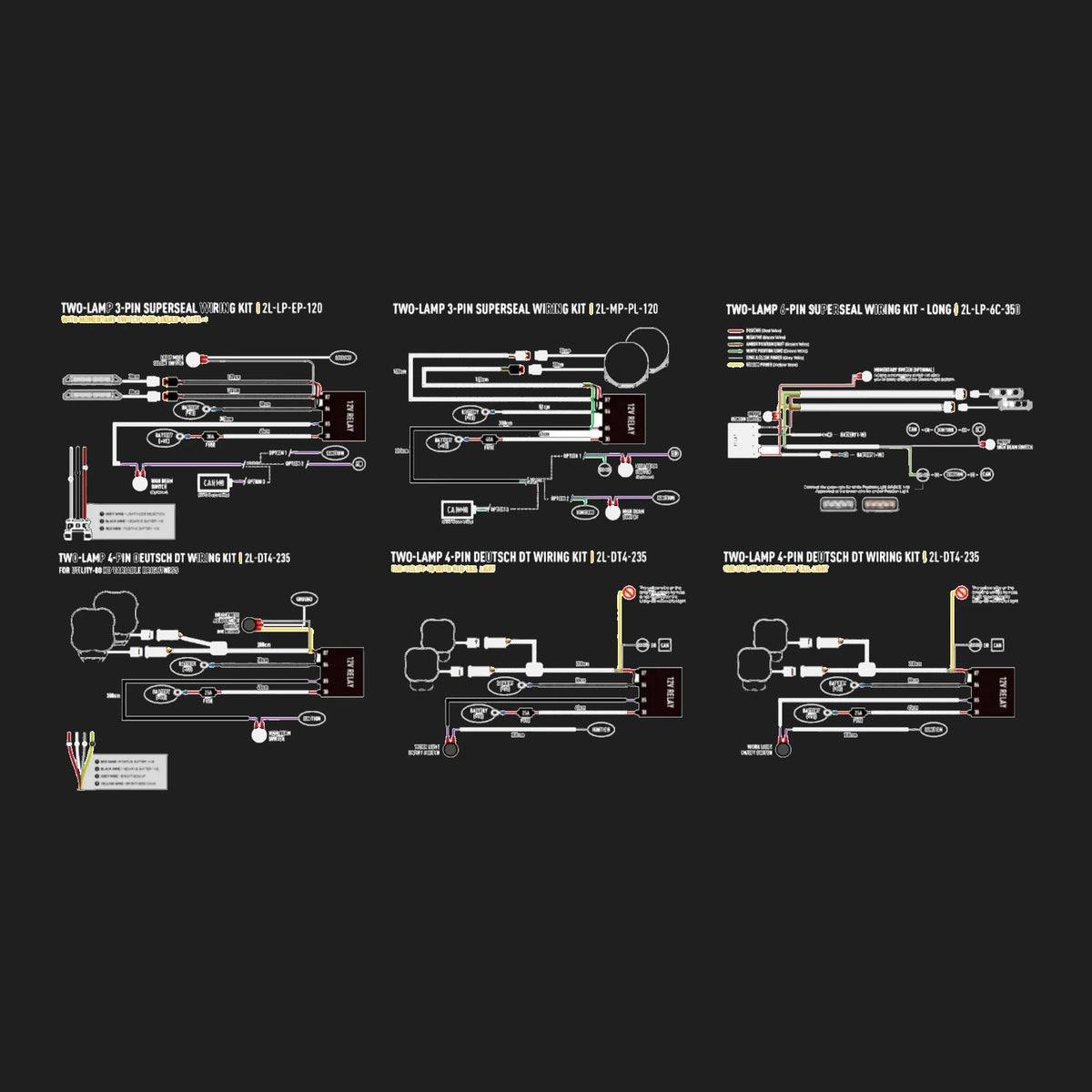 Wiring diagrams for automotive lighting systems.
