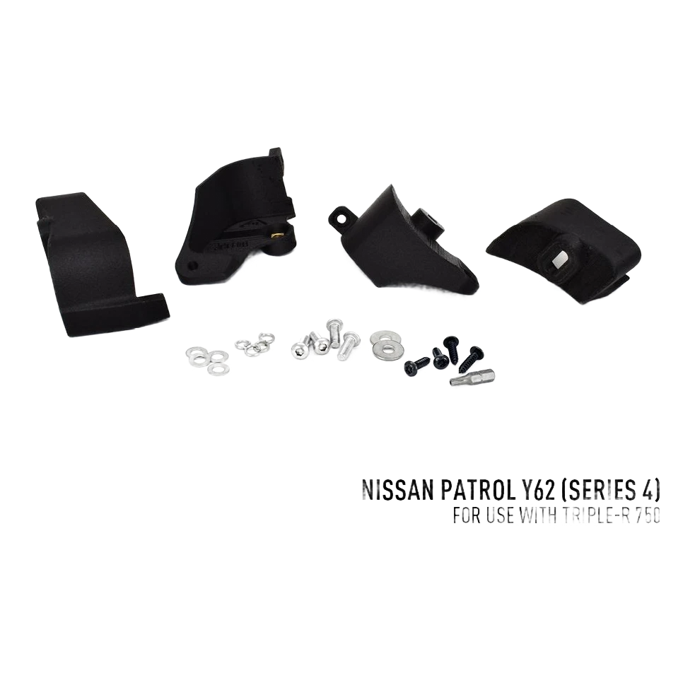 Lazer Lamps Nissan Patrol Y62 2018-2019 Grille Mount – black automotive parts and hardware with Nissan Patrol Y62 text.