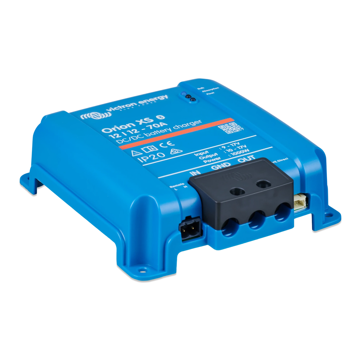 Victron Orion XS 12/12-70A DC-DC charger, right-side angle view