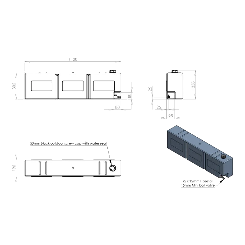 BOAB 55L Poly Ute Mount Water Tank – view 2