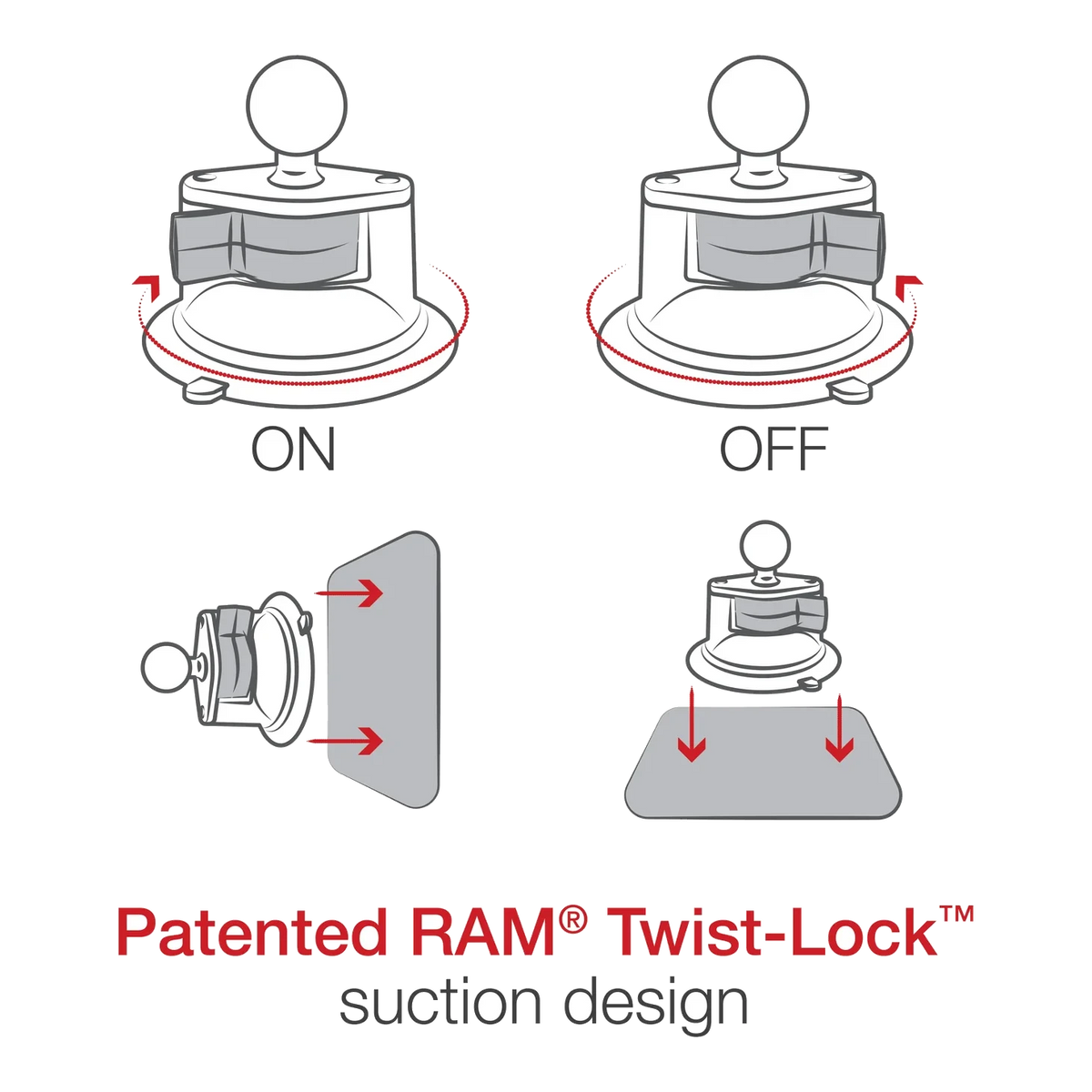 RAM® Twist-Lock™ Suction Cup Base with Ball – view 7