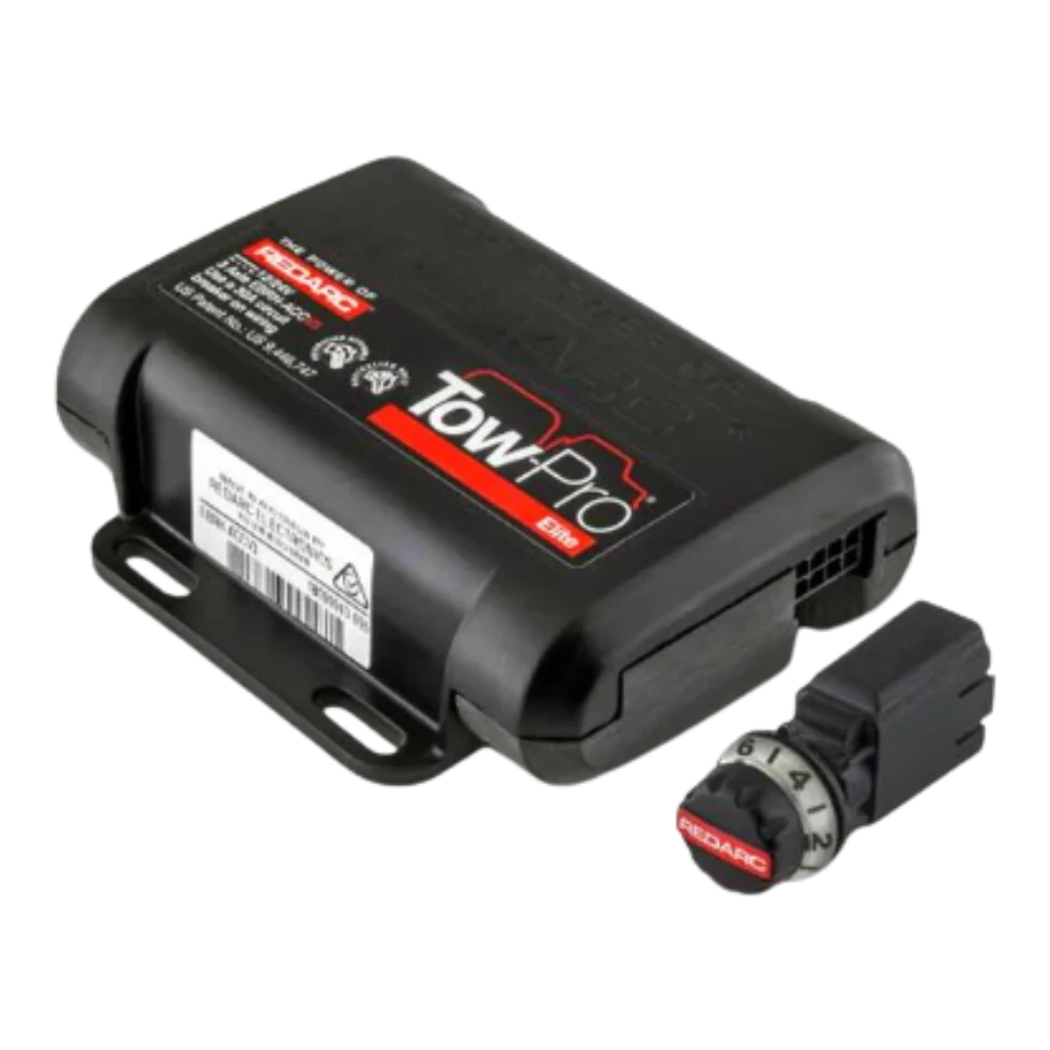 Redarc Tow-Pro Elite V3 Electric Brake Controller with black casing, red front detail and control knob