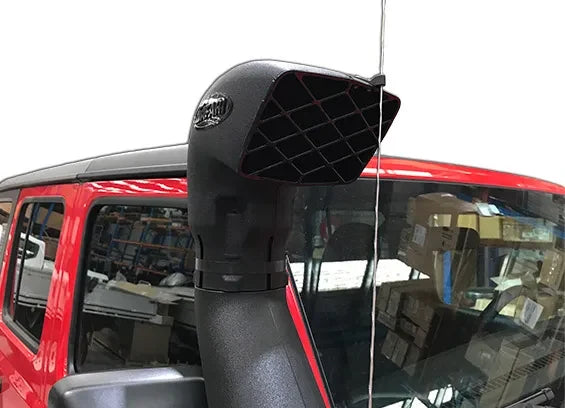 Safari V-Spec snorkel air ram fitted to a Jeep Wrangler JL