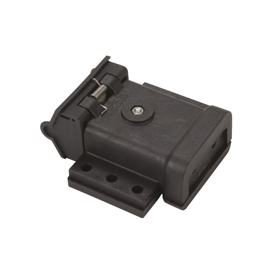 Black standard surface-mount cover for an SB50 Anderson connector, showing the sprung dust flap, the retaining screw and the three-hole mounting foot
