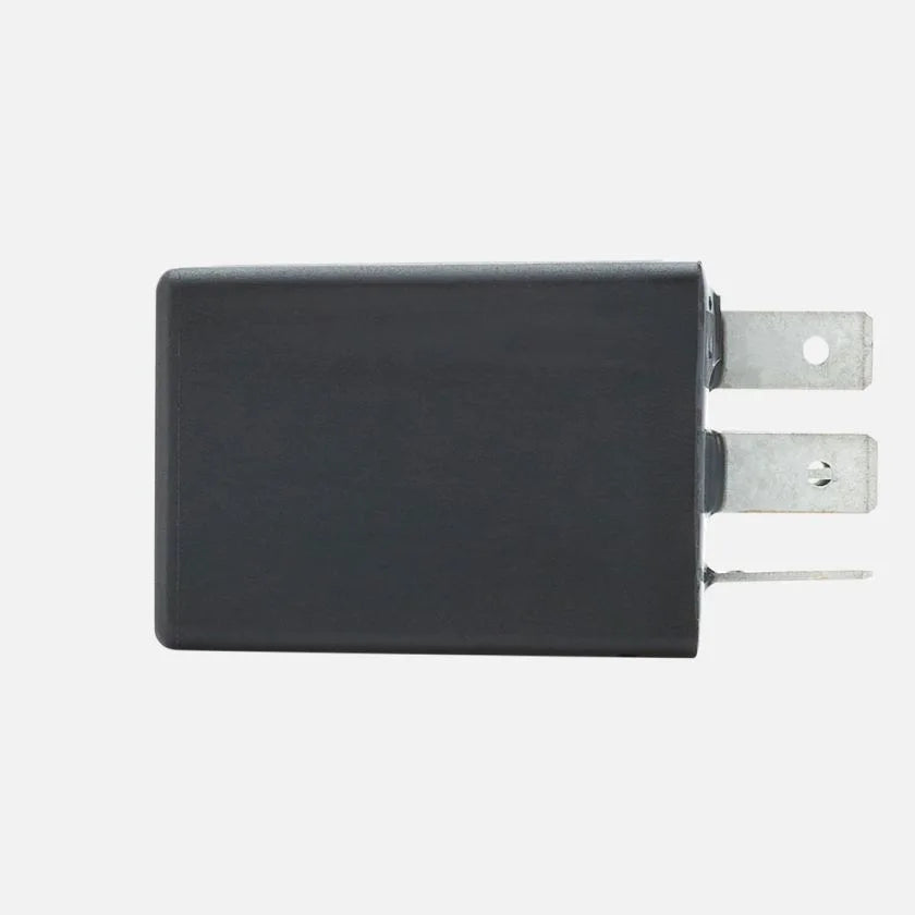 Side profile of the REDARC Multi Function Timer showing the compact body and protruding spade terminals
