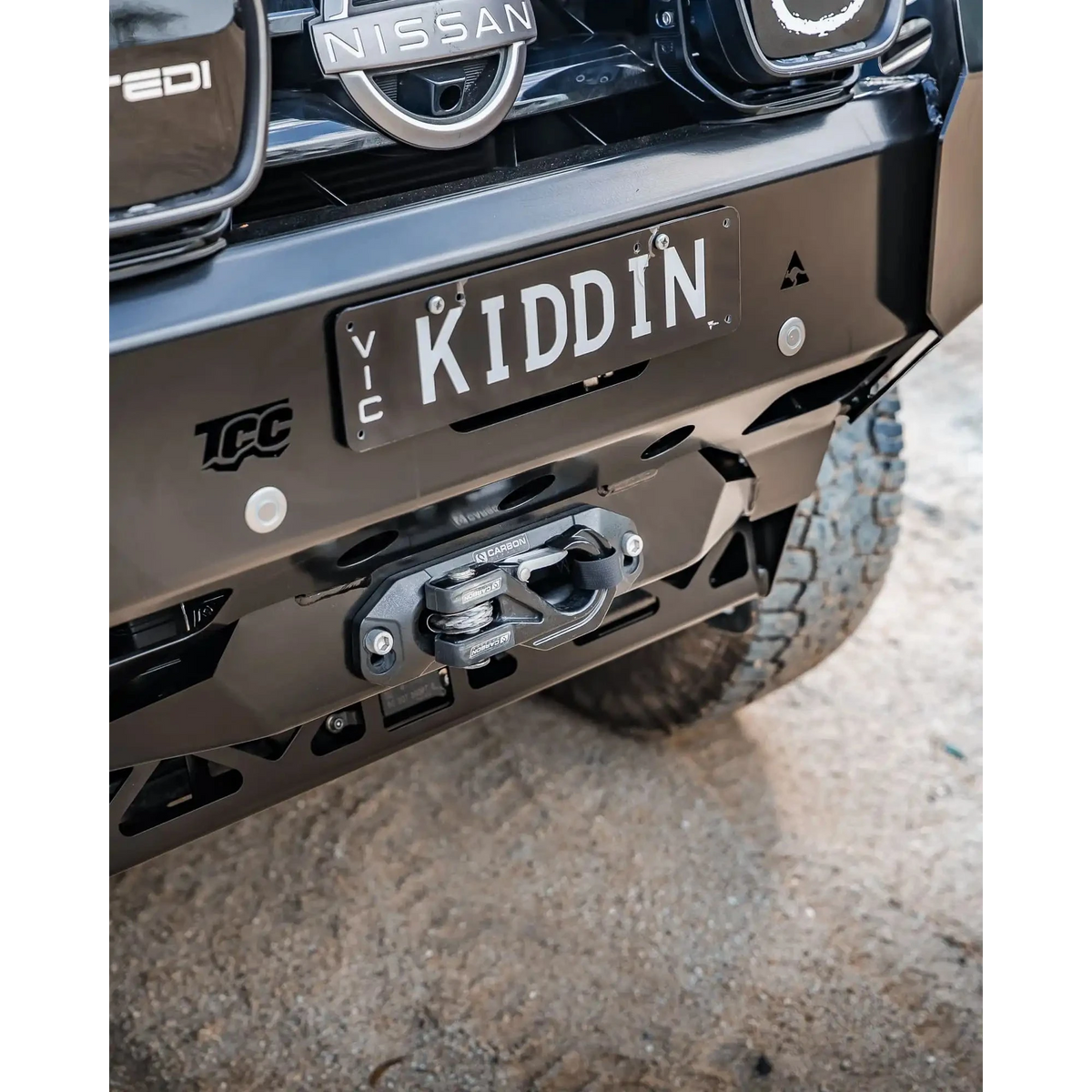 close up of the TCC Y62 Patrol S5 Bull Bar
