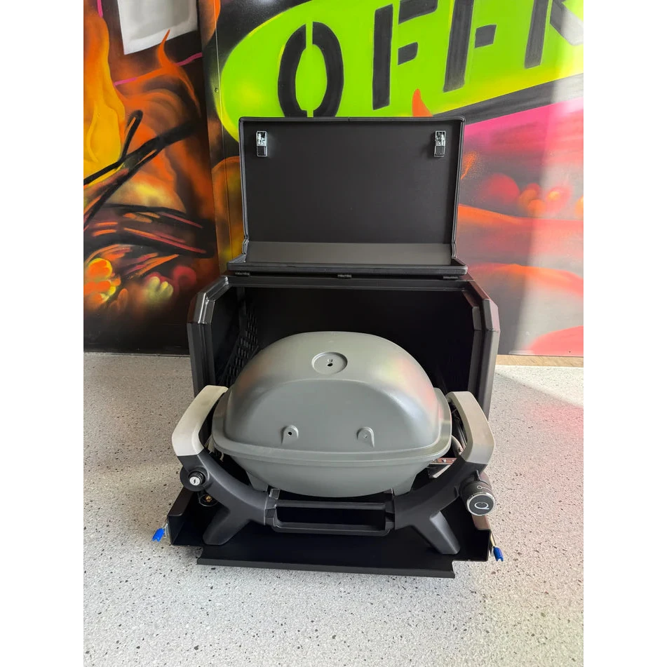 Thorburns BBQ 2.0 Accessory – portable grill on a speckled surface with colourful background