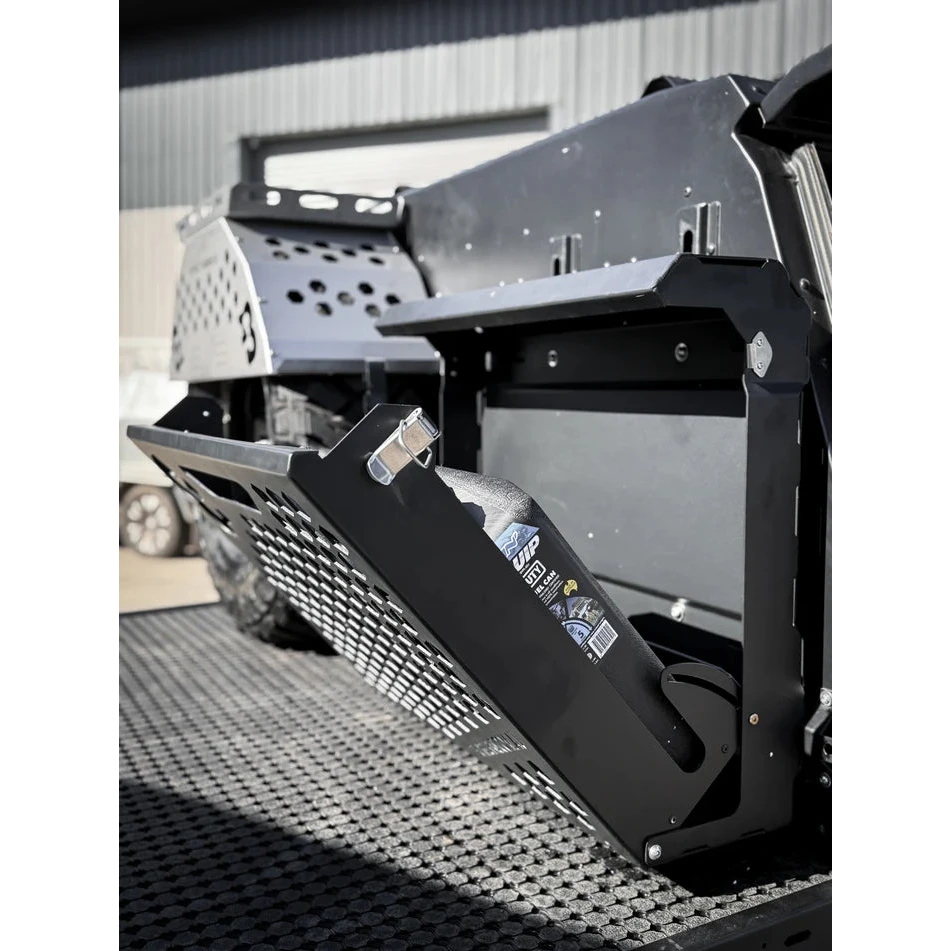 Close up of Thorburns Lockable Dual Jerry Can Holder