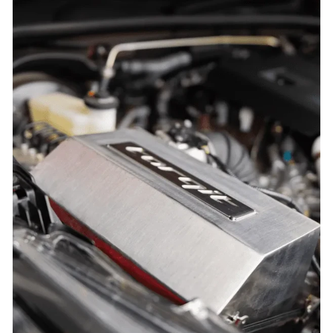 Torqit airbox fitted in the engine bay – Torqit Stainless Steel Airbox (Matte Black) for Toyota Hilux 2.8L