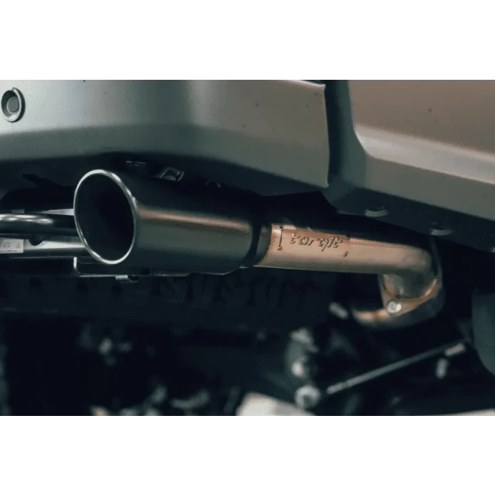 close up of Torqit TWIN 3″ Turbo Back Exhaust for Next-Gen 3.0L V6 Ranger Raptor 2023+