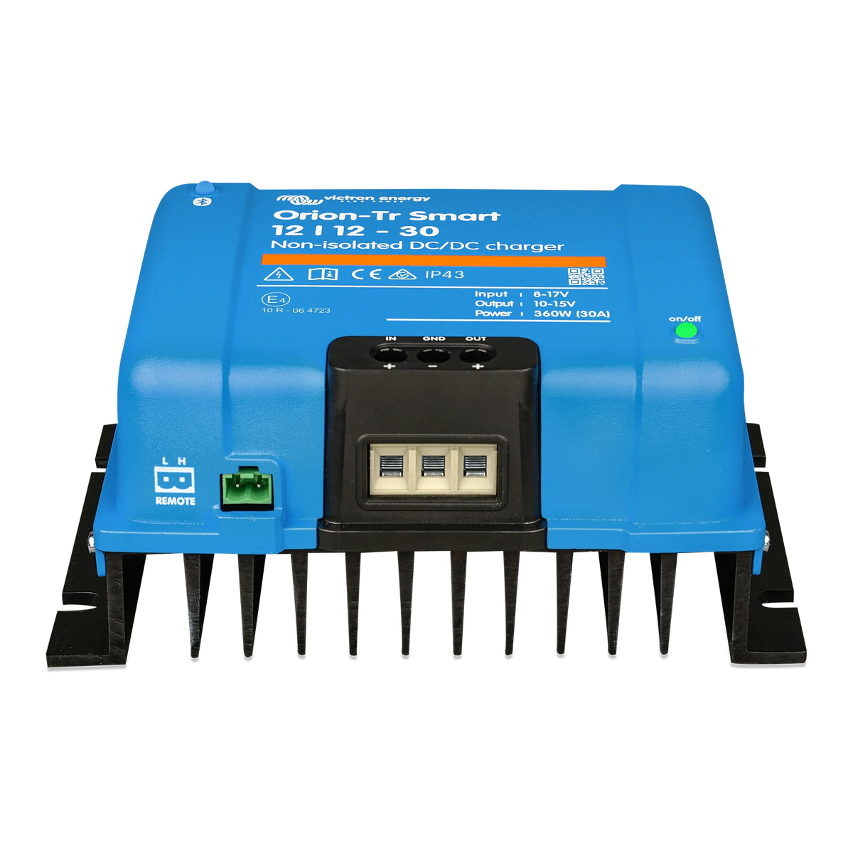 Victron Orion-Tr Smart 12/12-30A non-isolated DC-DC charger, front angle view