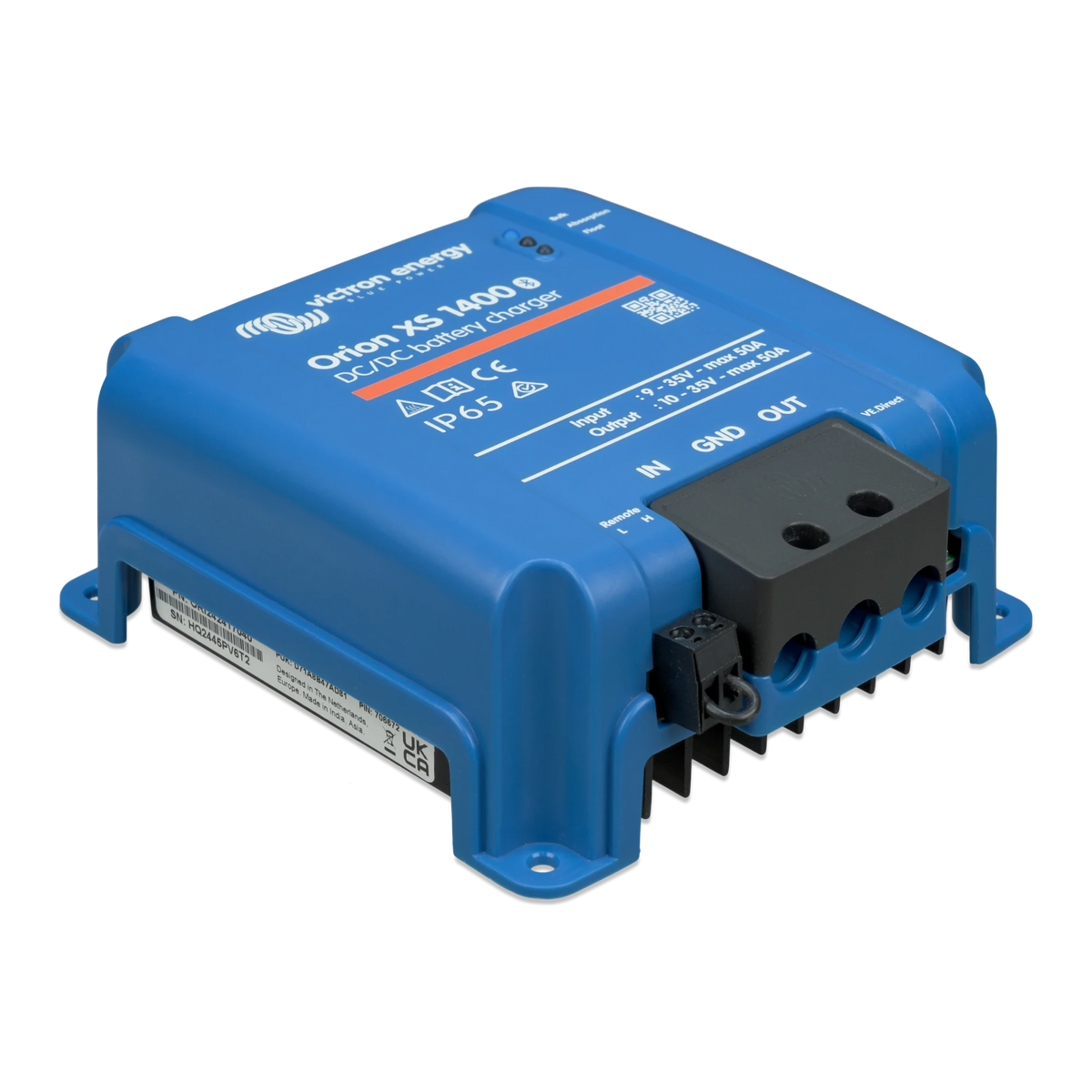 Victron Orion XS 1400 DC-DC charger, right-side angle view